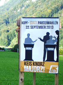 «Keis Knorz», empfahl die Junge CVP Nidwalden, sondern «Majorz!»